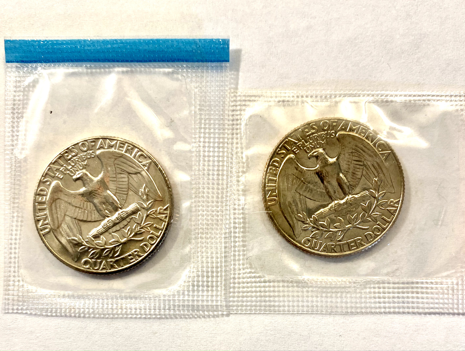 1973 P&D Washington Quarters Uncirculated in US Mint Set Cello