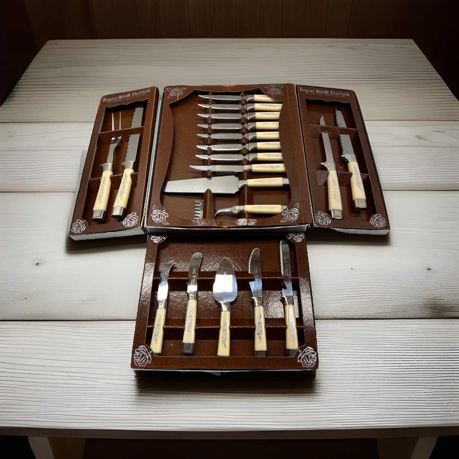Regent Sheffield England Presentation Box Set Knives Serving Stainless 19 Piece