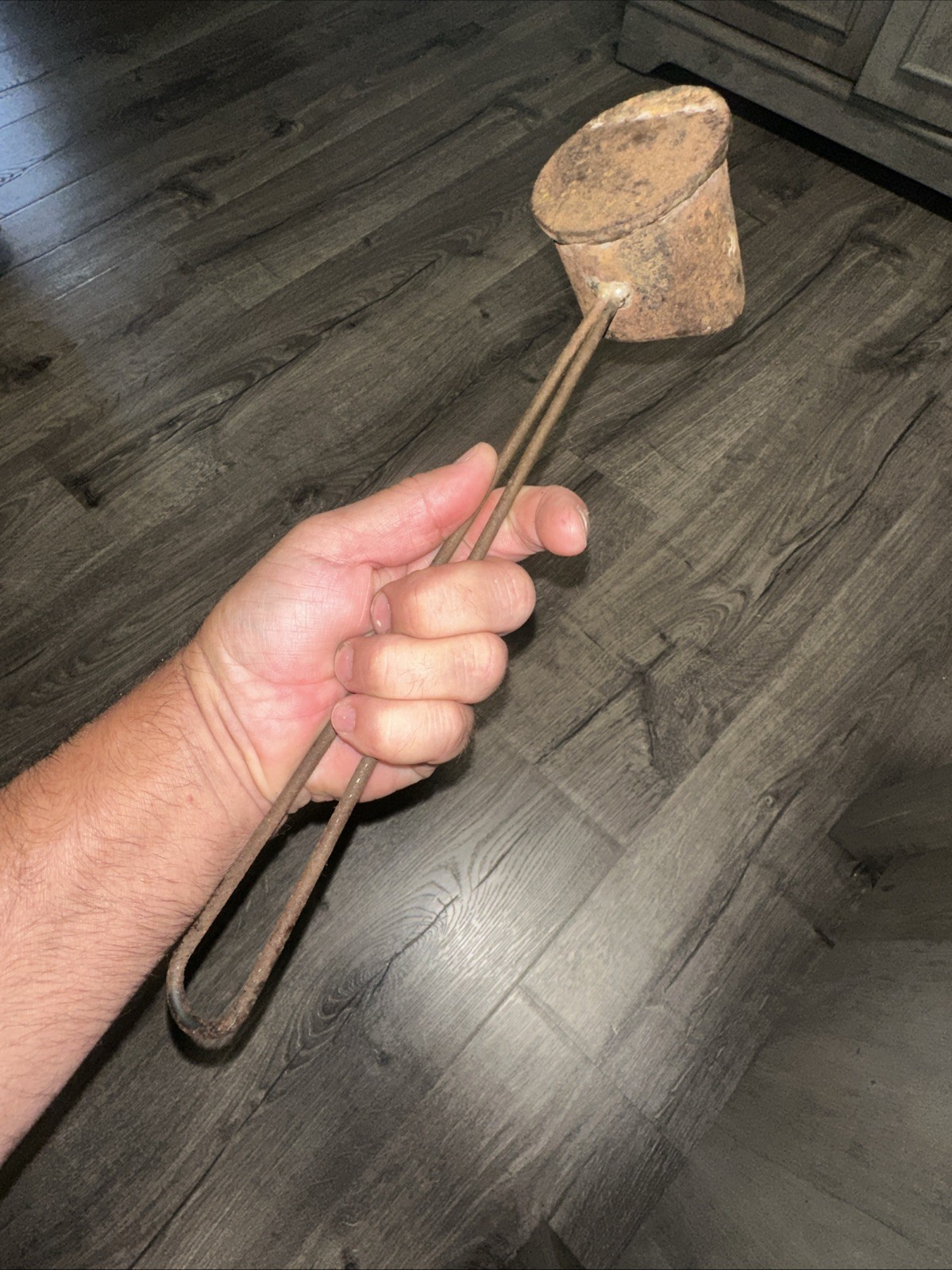 Antique Cast Iron Smelting Ladle Double Single Rustic Hand Made!