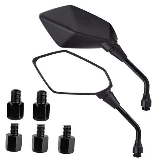 Motorcycle Rear View Side Mirrors with M8 M10 Threaded Bolts for Motorcycle,