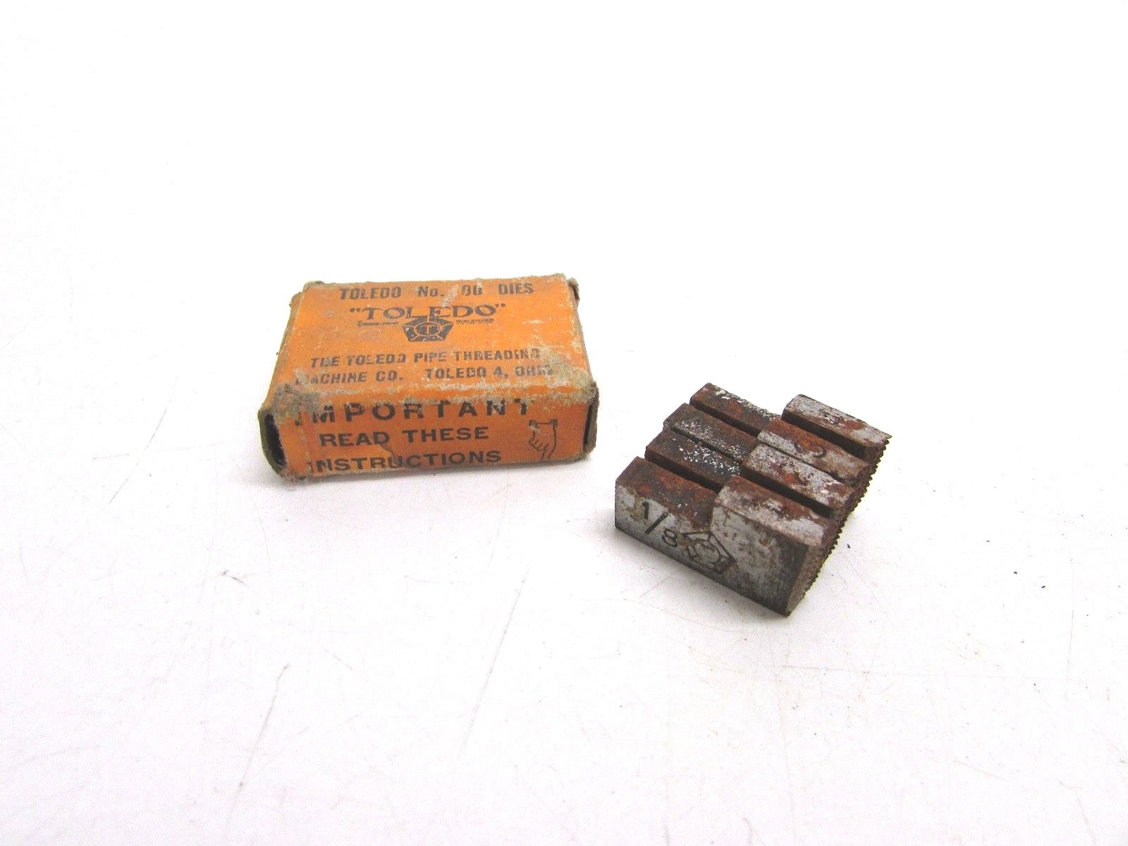 NOS! TOLEDO DIE-INSERTS No. 00 1/8" dies (RUSTED)