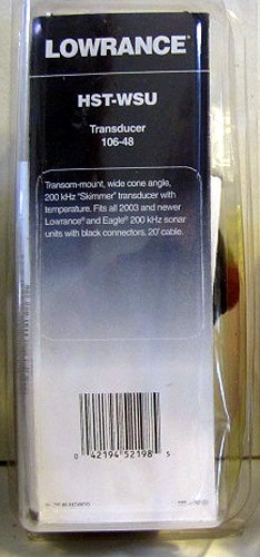 Lowrance Transducer HS-WSU 200 kHz Temp Transom-Mount Wide Cone Angle 106-48 New