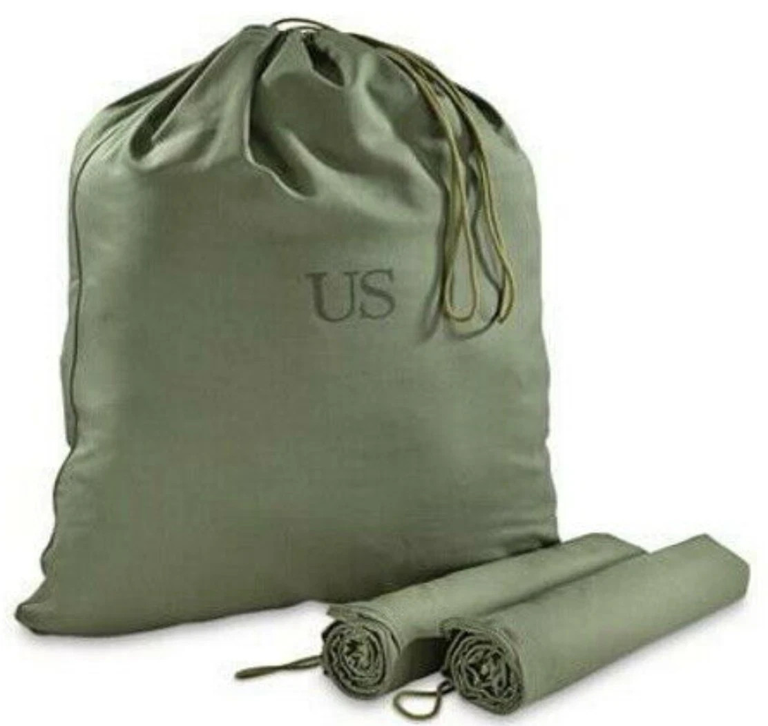 3-PACK US Military Barracks Bag, Cotton Drawstring,  OD Green, FREE SHIPPING