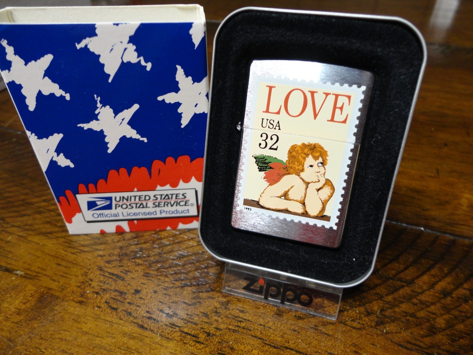 USPS LOVE CHERUB STAMP ZIPPO LIGHTER MINT IN BOX 1997