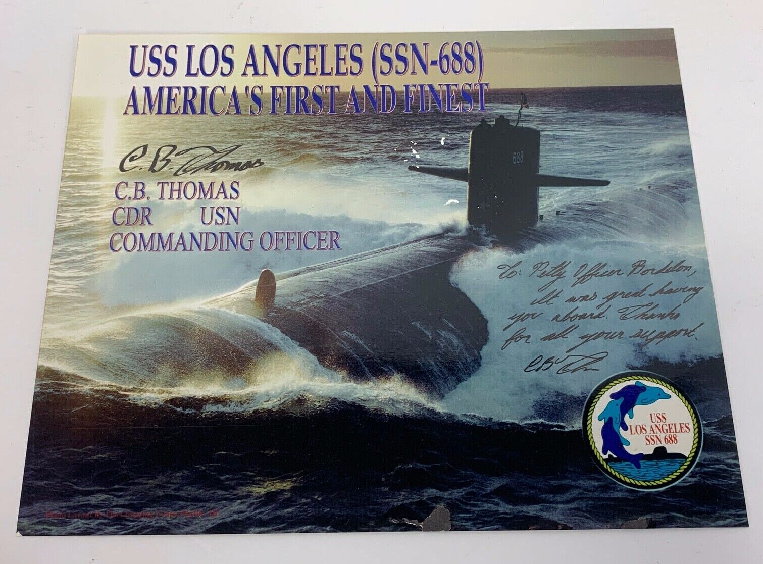USS Los Angeles SSN-688 Commanding Officer Signed & Inscribed Photo