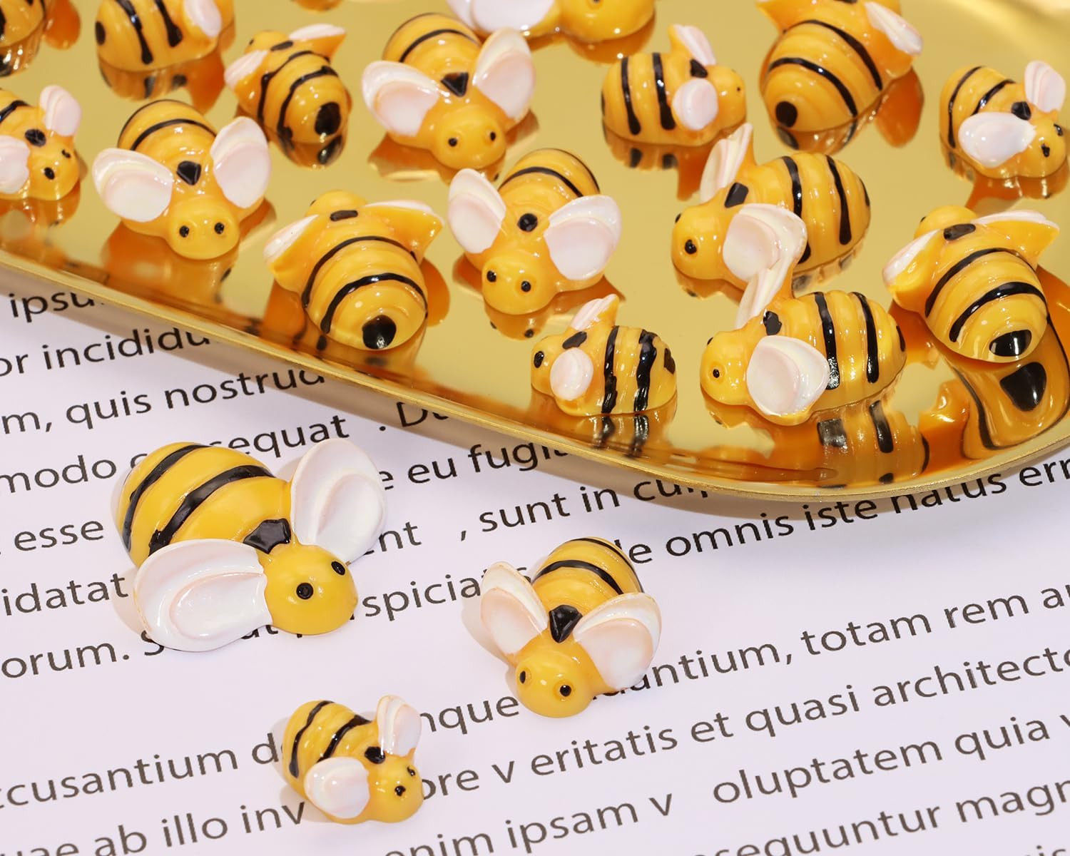 Tiny Resin Bees 30Pcs Small Plastic Flatback Bumble Bee Decor Embellishments for