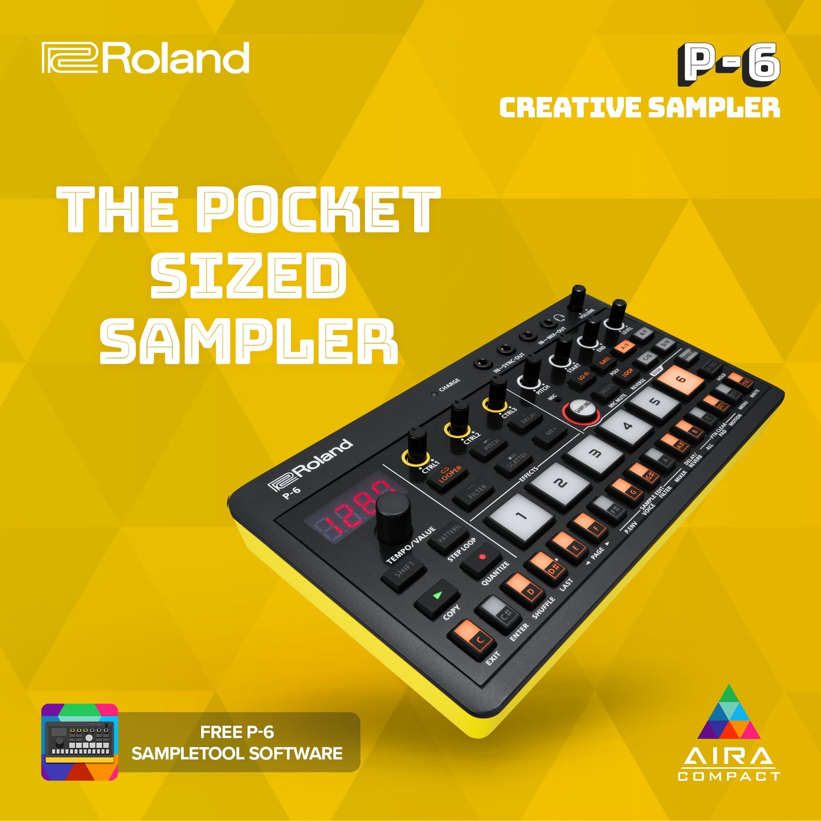 Roland P‑6 AIRA Compact Creative Sampler Granular Sound Built-in microphone NEW