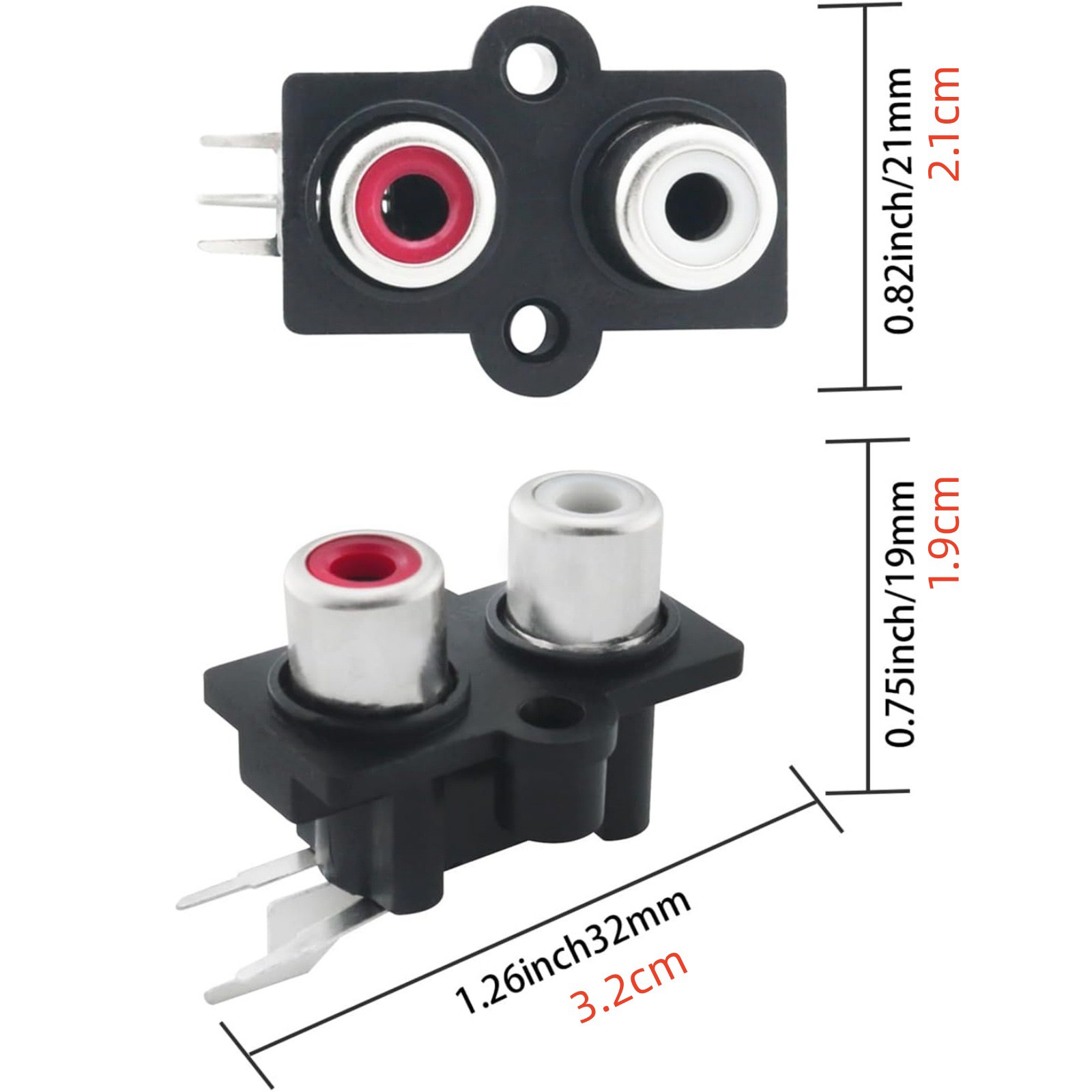 2PCS New RCA Female Socket Panel Mount Connector for Extending Short RCA Cables