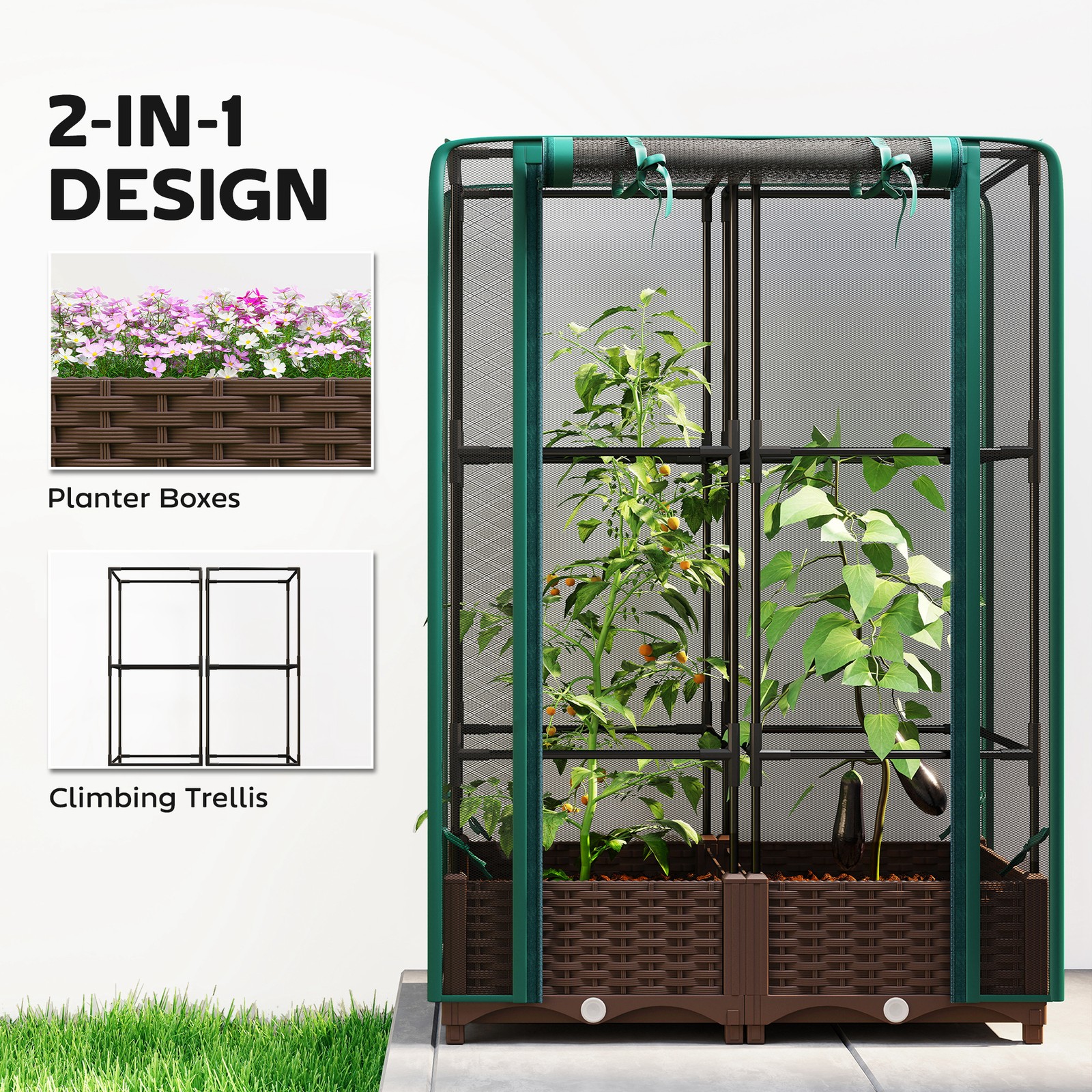 Raised Garden Bed with Trellis