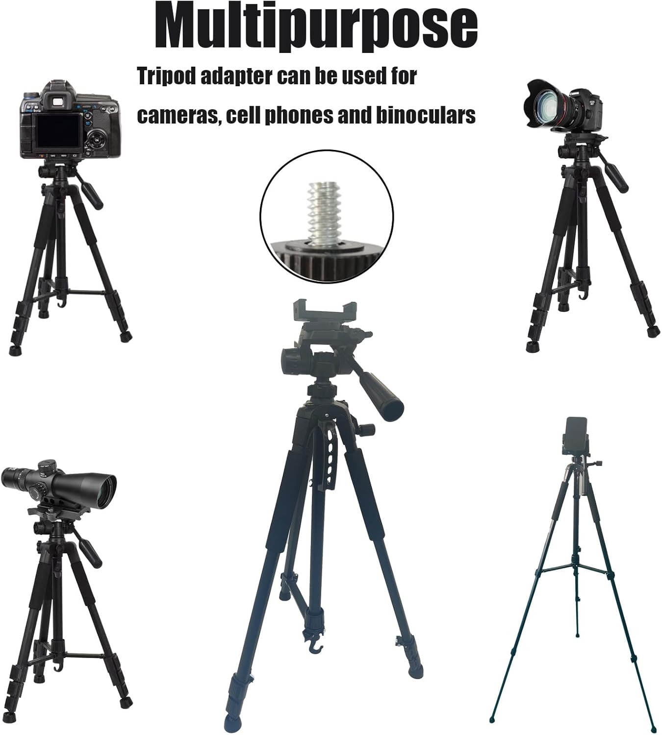 Rifle Shooting Tripod W/ 360 Swivel V-Bracket & Camera Tripod Mount Adapter