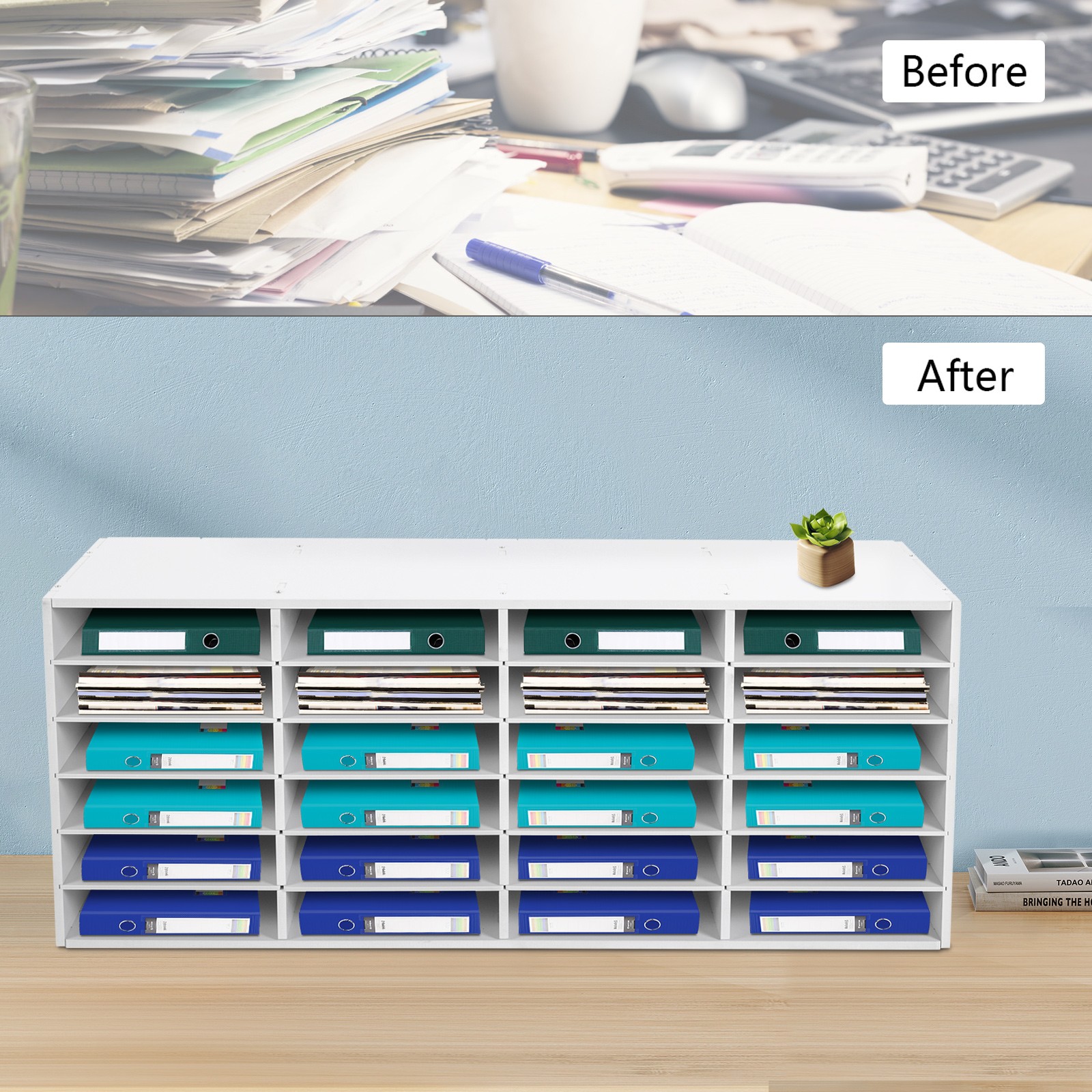 24 Slots Paper & Mail Organizer File Classification Cabinet Literature?Organizer