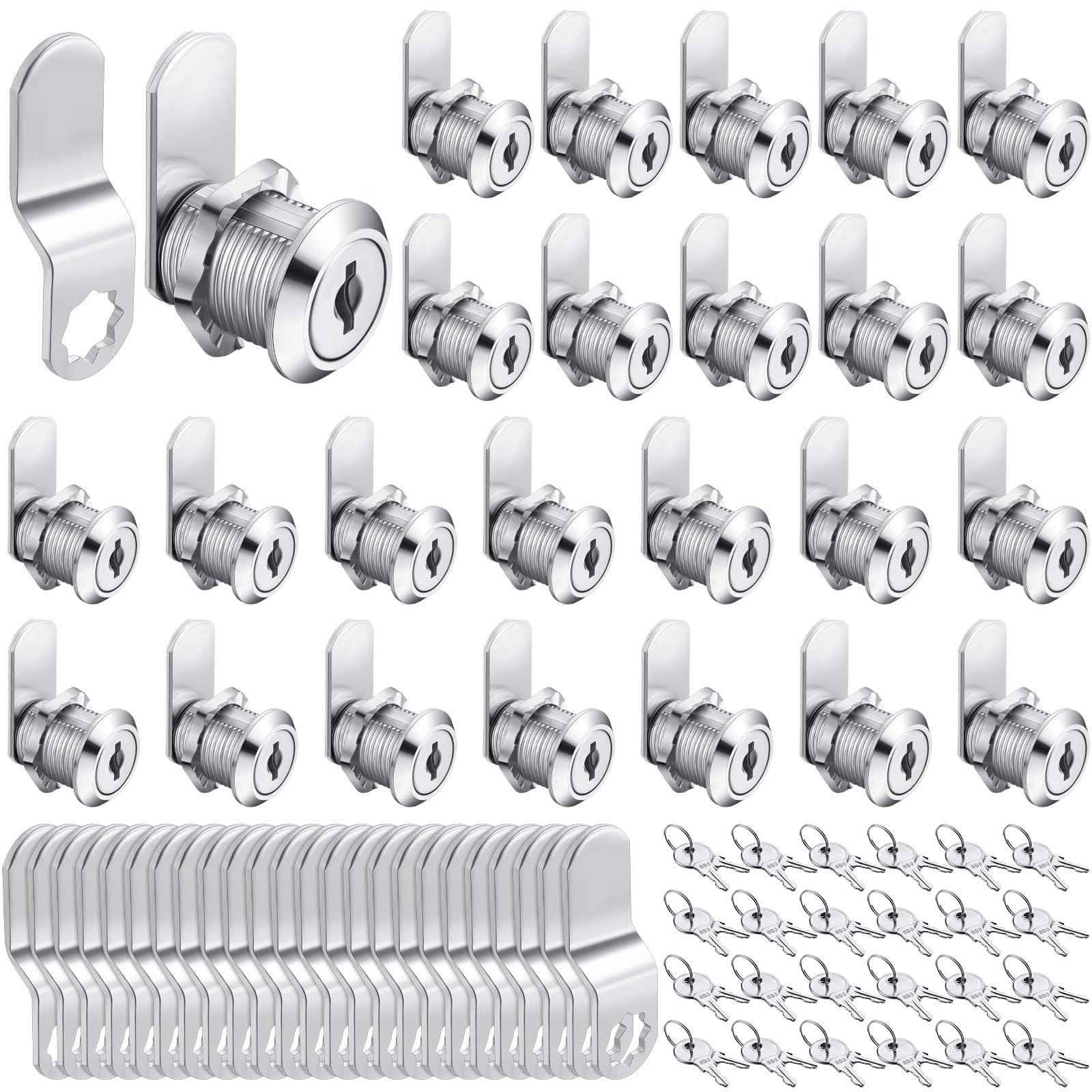 24 Sets 3/4 Inch Cabinet Cam Lock Secure Drawer Mailbox RV Storage Lock Zinc