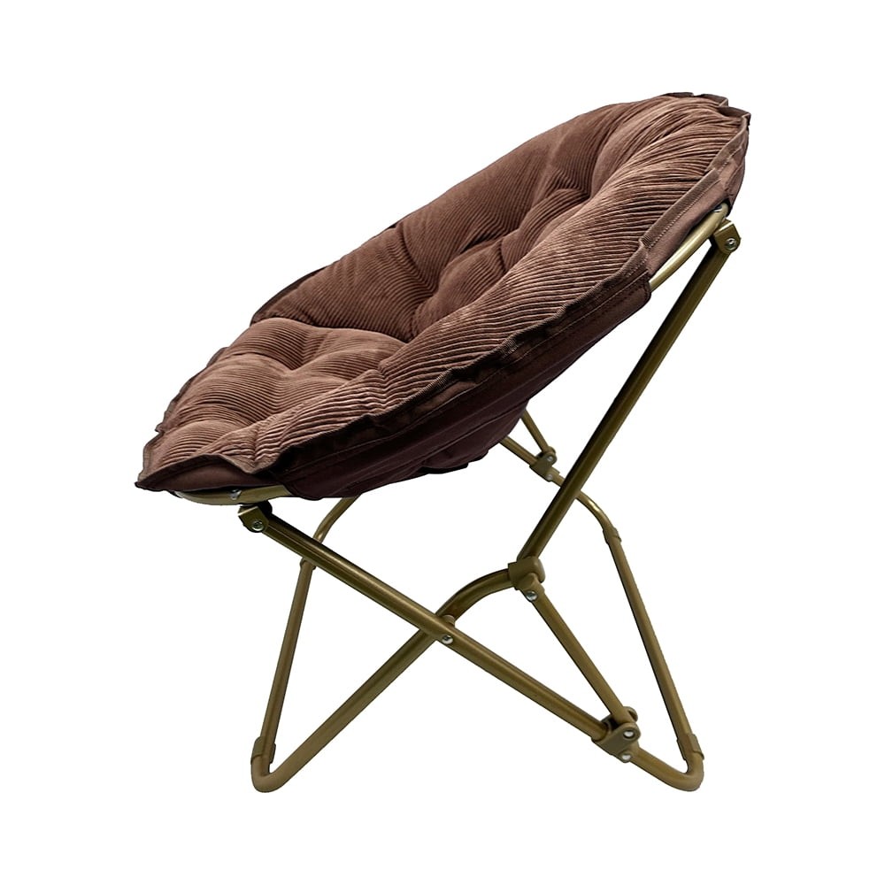 Corduroy Saucer Chair for Kids and Teens with Gold Legs, Brown Bag