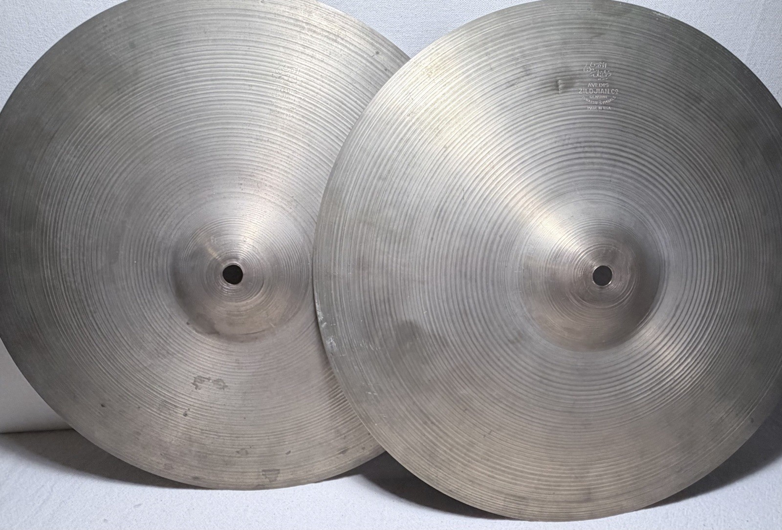 Vintage 14" Avedis Zildjian Hi Hat Cymbals Pair Cracked Player Condition USA
