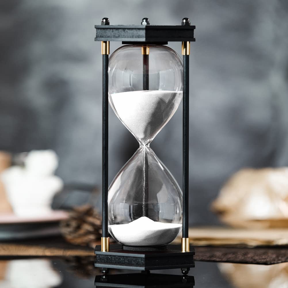 Hourglass Timer 60 Minute 10x4.5x4.5 in Hexagon Wood Sandglass - Home Décor Gift