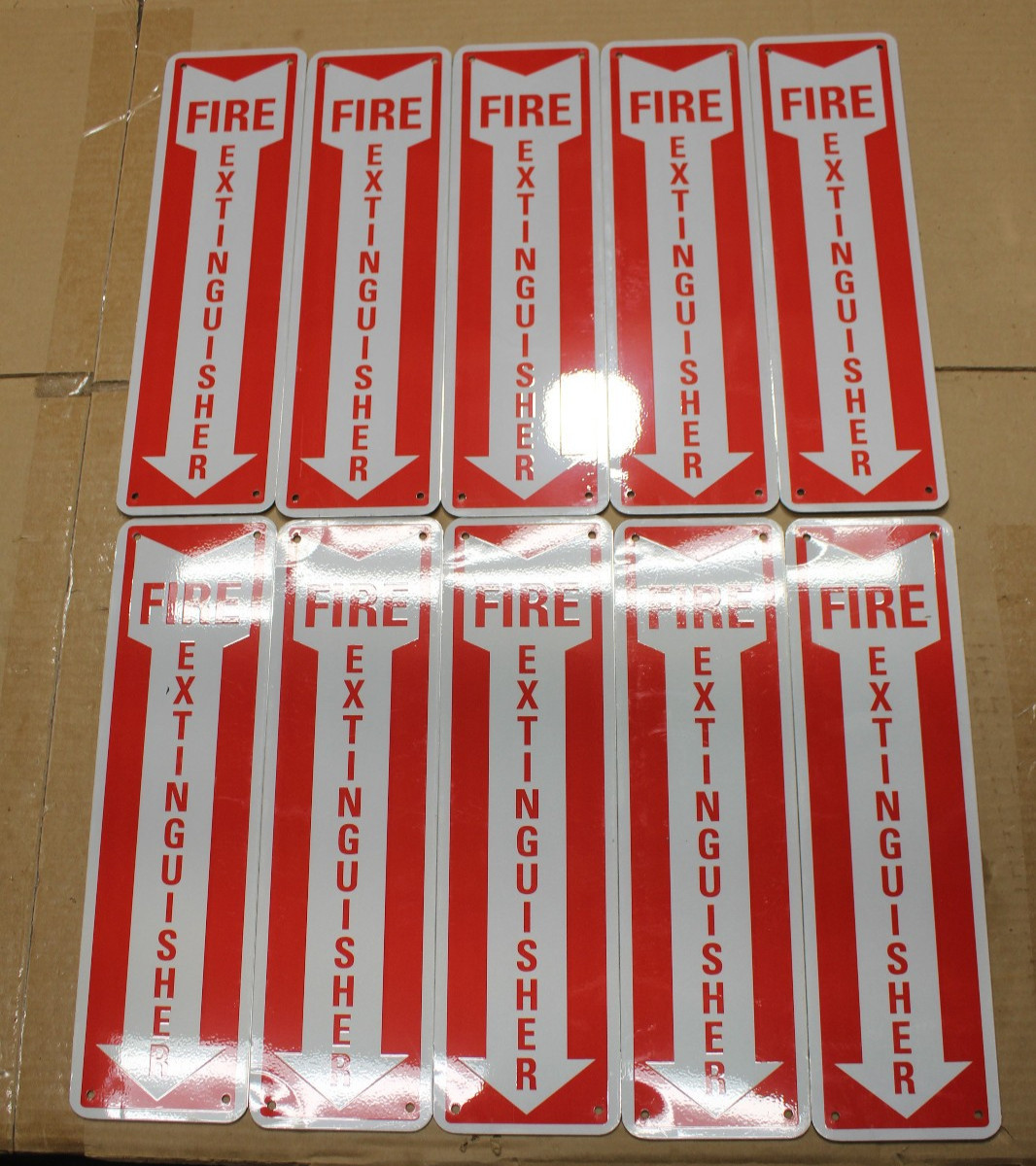Lot of 10 Fire Extinguisher Aluminum Sign Down Arrow 14" x 14" Reflective USA