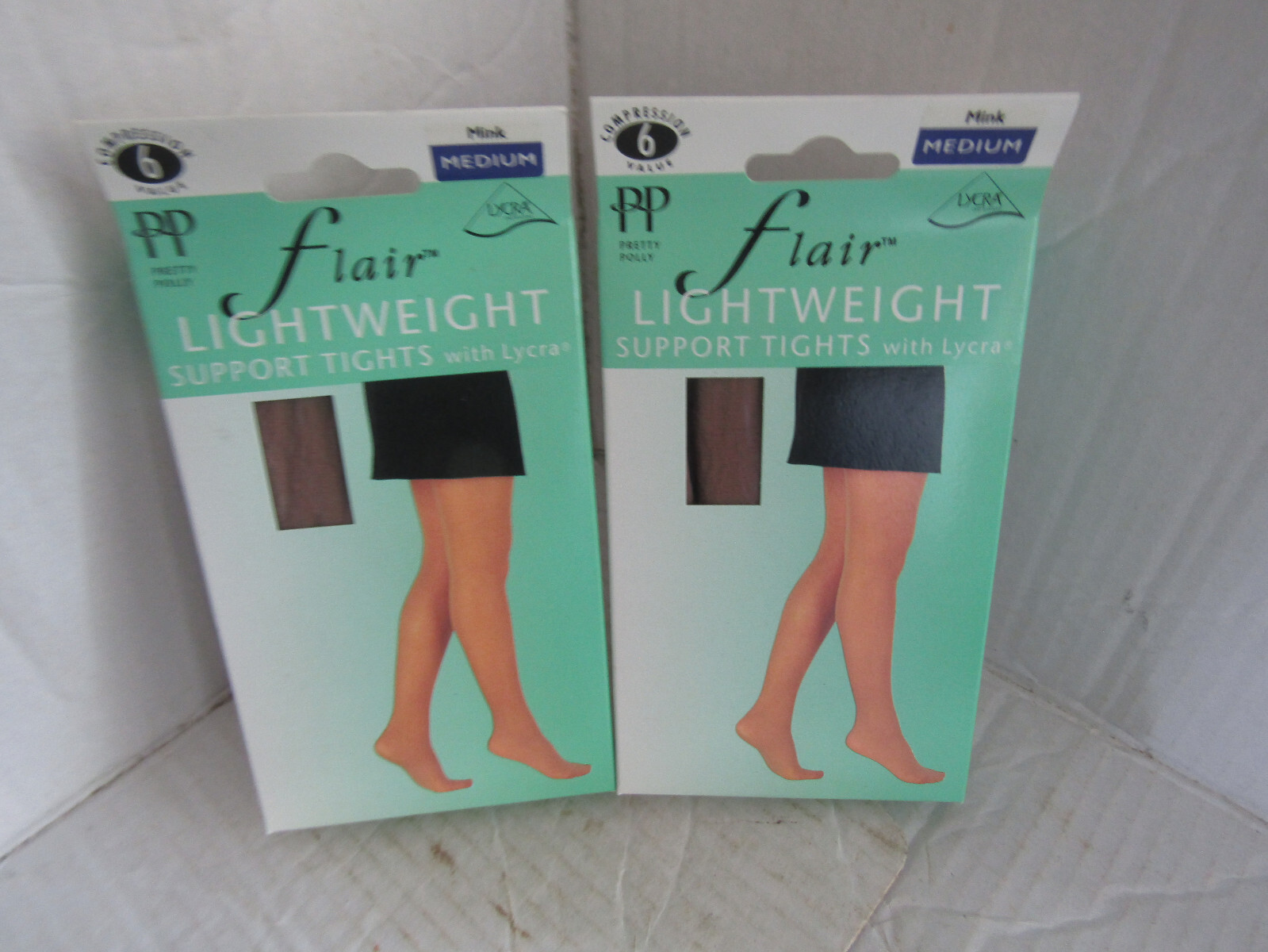 2x PRETTY POLLY FLAIR 20 DENIER LIGHT SUPPORT TIGHTS  No 6 ~ MEDIUM ~ MINK