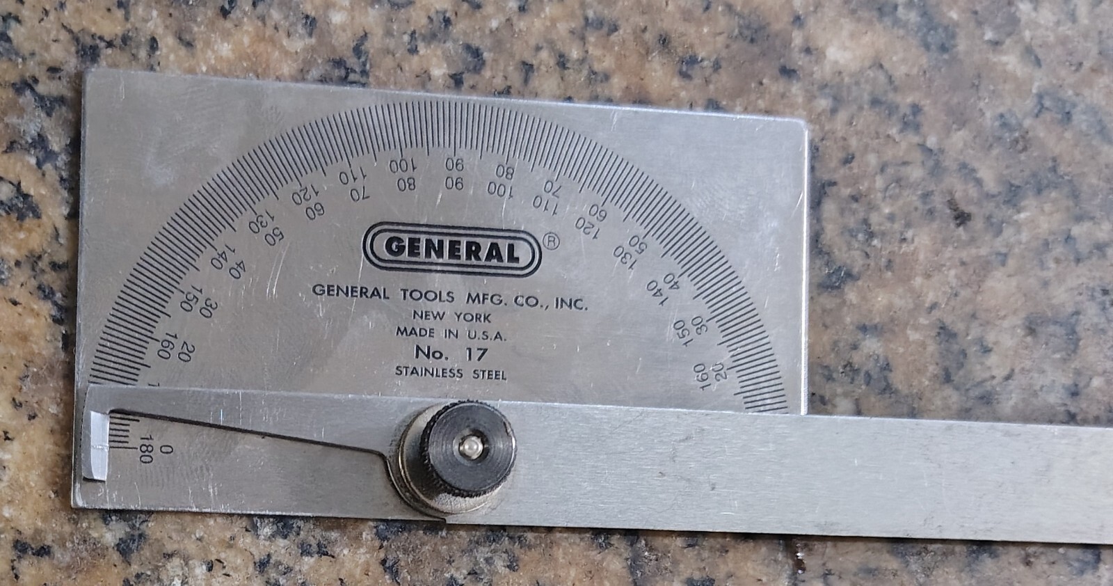 VINTAGE GENERAL HARDWARE No. 17 STAINLESS STEEL PROTRACTOR