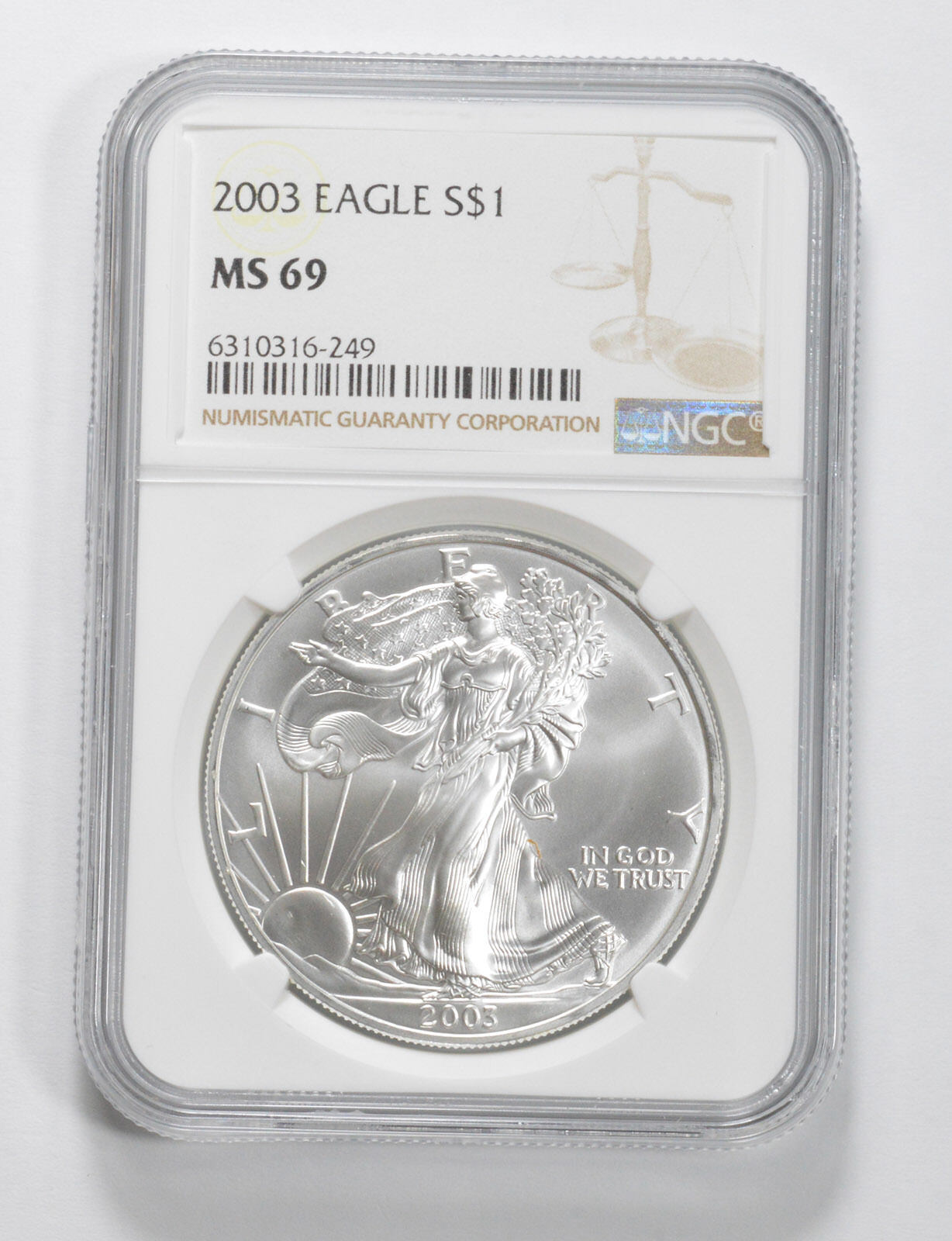2003 American Silver Eagle MS69 NGC Brown Label