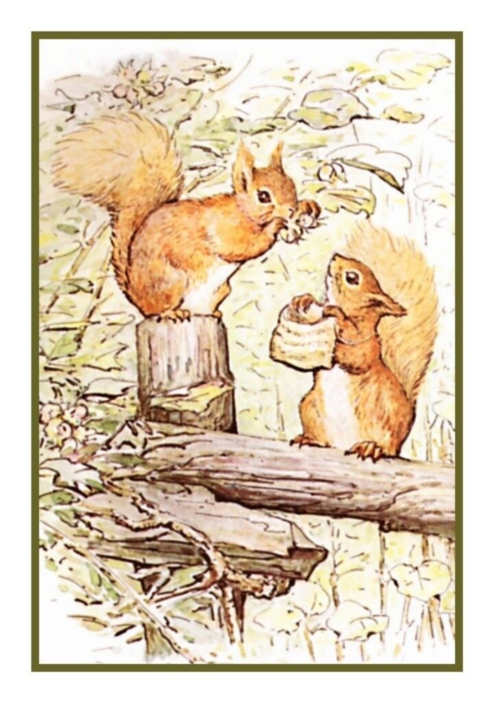 Beatrix Potter Squirrel Nutkin Sitting Fence Counted Cross Stitch Chart Pattern