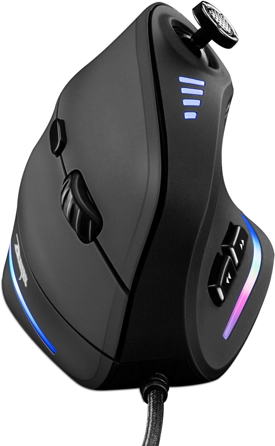Gaming Mouse with 5 D Rocker, Ergonomic Mouse with 10000 DPI/11 Programmable But