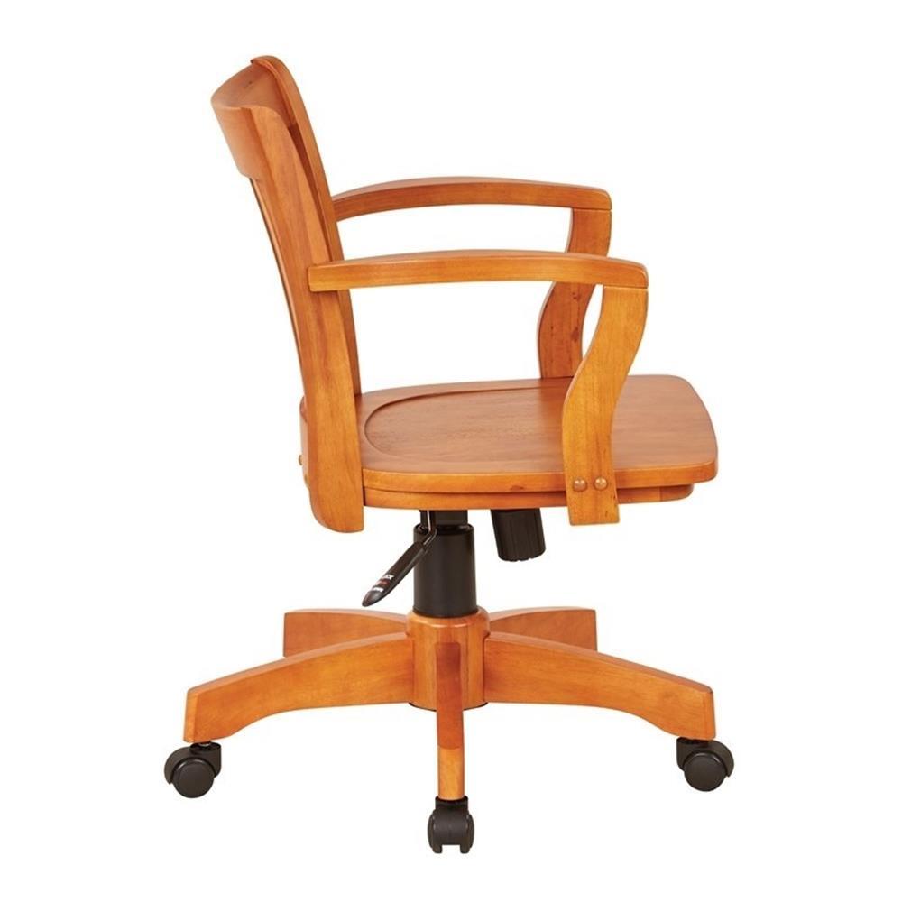 Bowery Hill Traditional Wood Bankers Office Chair in Fruit Brown