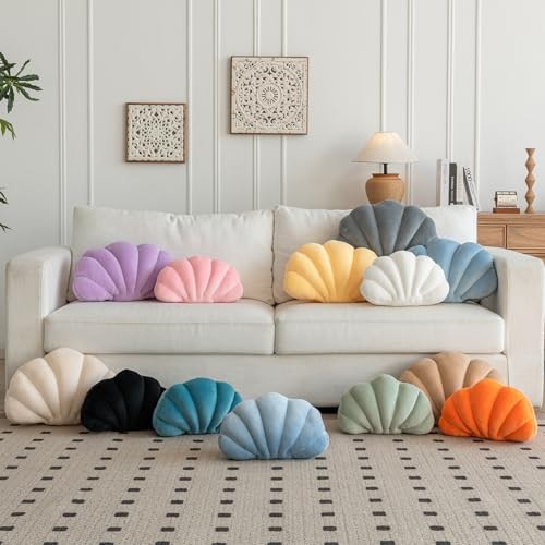 Shell Pillow, Shell Shaped Decorative Throw Pillows with Velet 18 Inches Pink