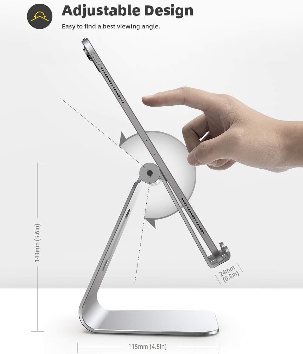 Lamicall Tablet Stand Multi Angle Desktop Holder Dock For iPad Pro Air Silver