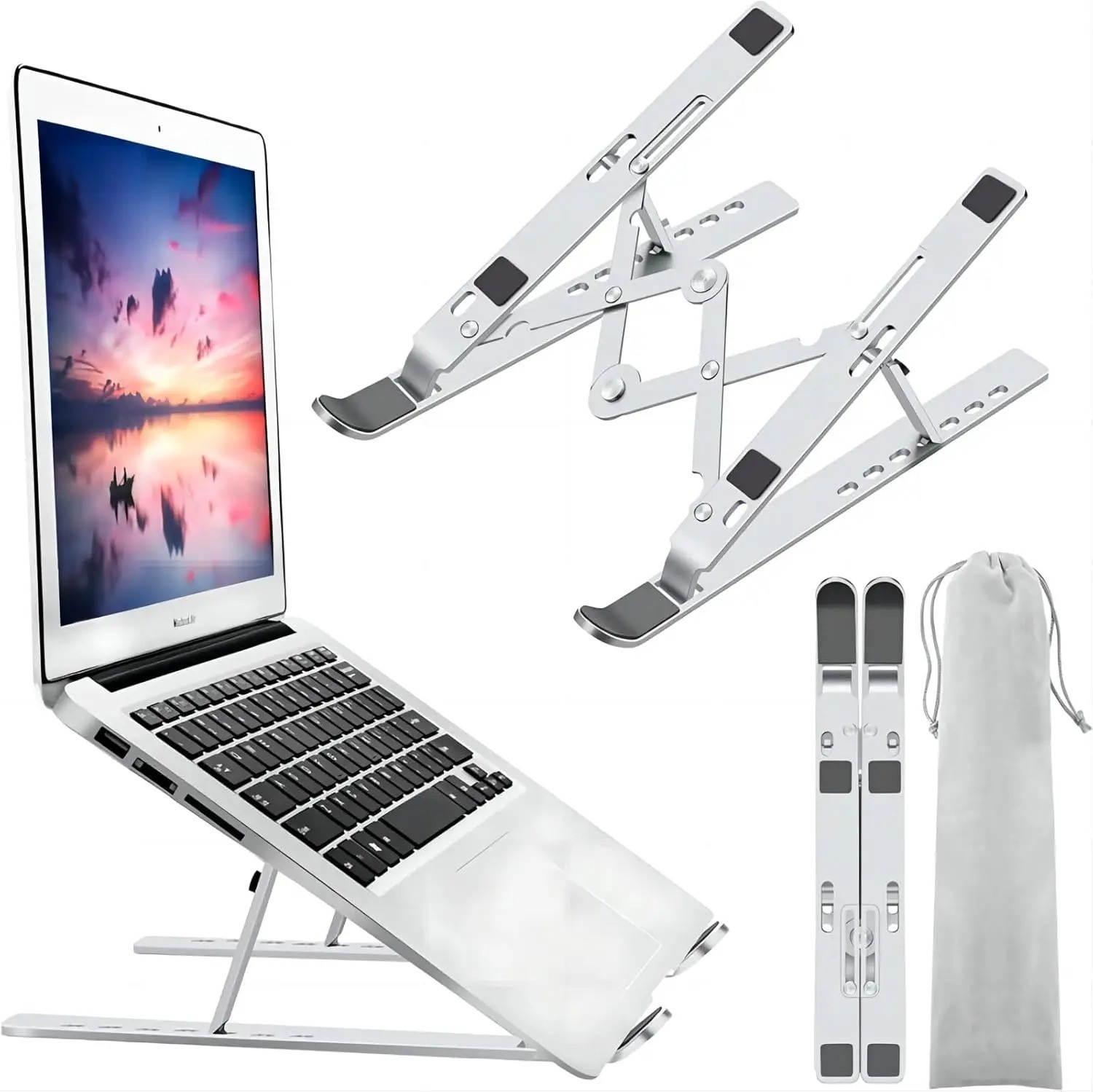 Adjustable Foldable Laptop Stand Aluminum Notebook Riser Computer Holder Desk