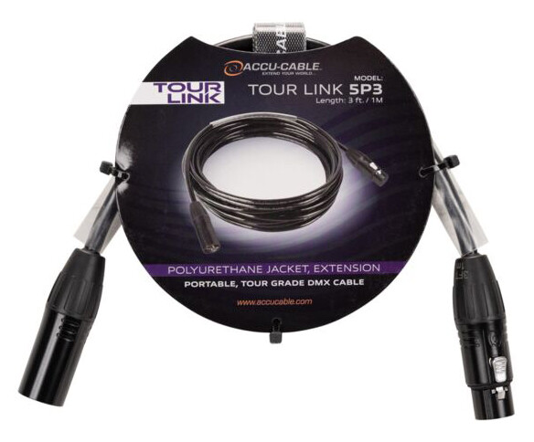 Accu-Cable TOUR LINK 5P3 3 Foot 5-Pin Male To Female DMX Lighting Cable ADJ