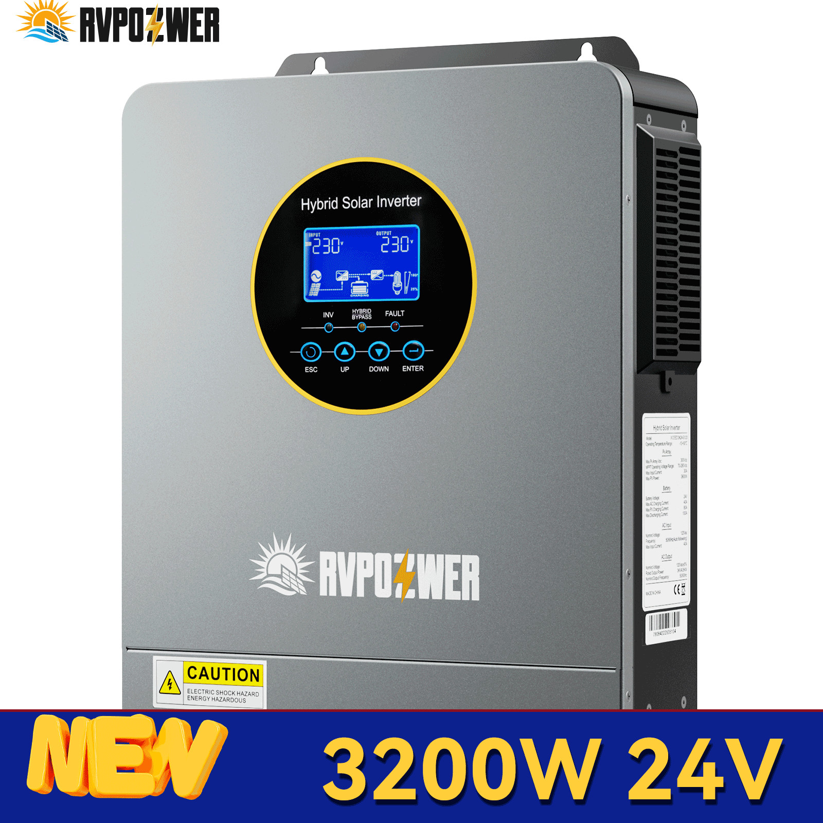 New 3000W Solar Hybrid Inverter 24V DC 120V AC MPPT Controller Charger Pure Sine