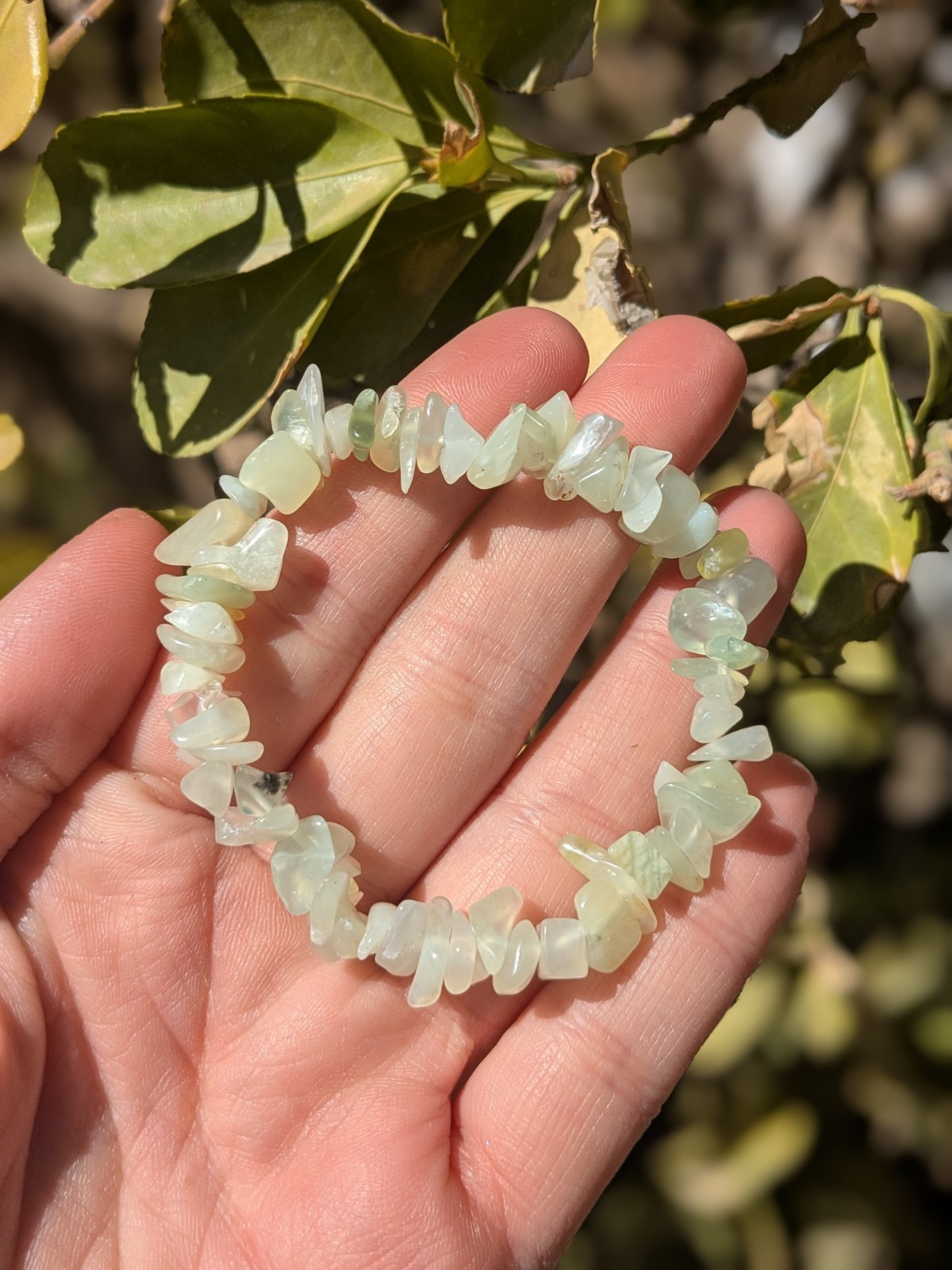 Prehnite Chip Beaded Bracelet