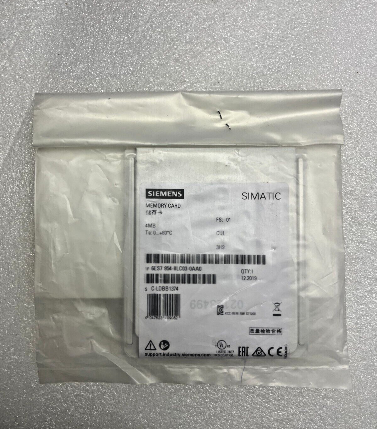 Brand New Siemens 6ES7 954-8LC03-0AA0 Simatic Memory Card 4MB