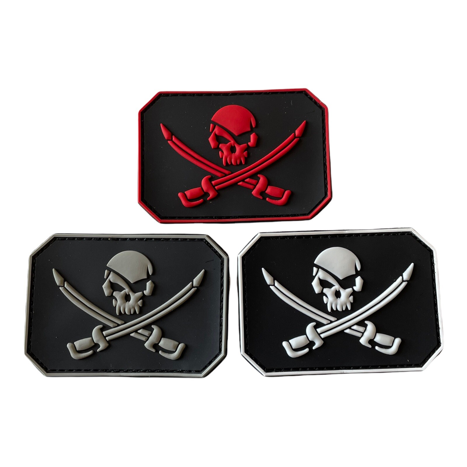 Pirate Jolly Roger Sword Skull 3D Rubber Patch Tactical