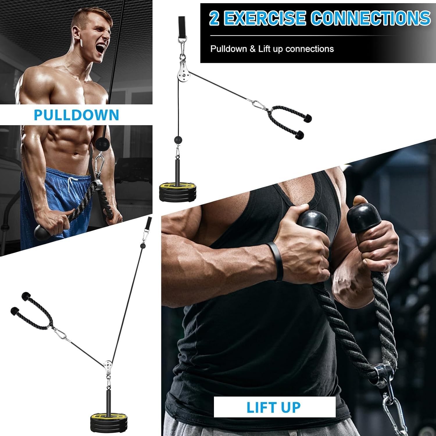 Pulley System for Home Gym, Cable Pulley System Gym for LAT Pulldown Cable Ma...