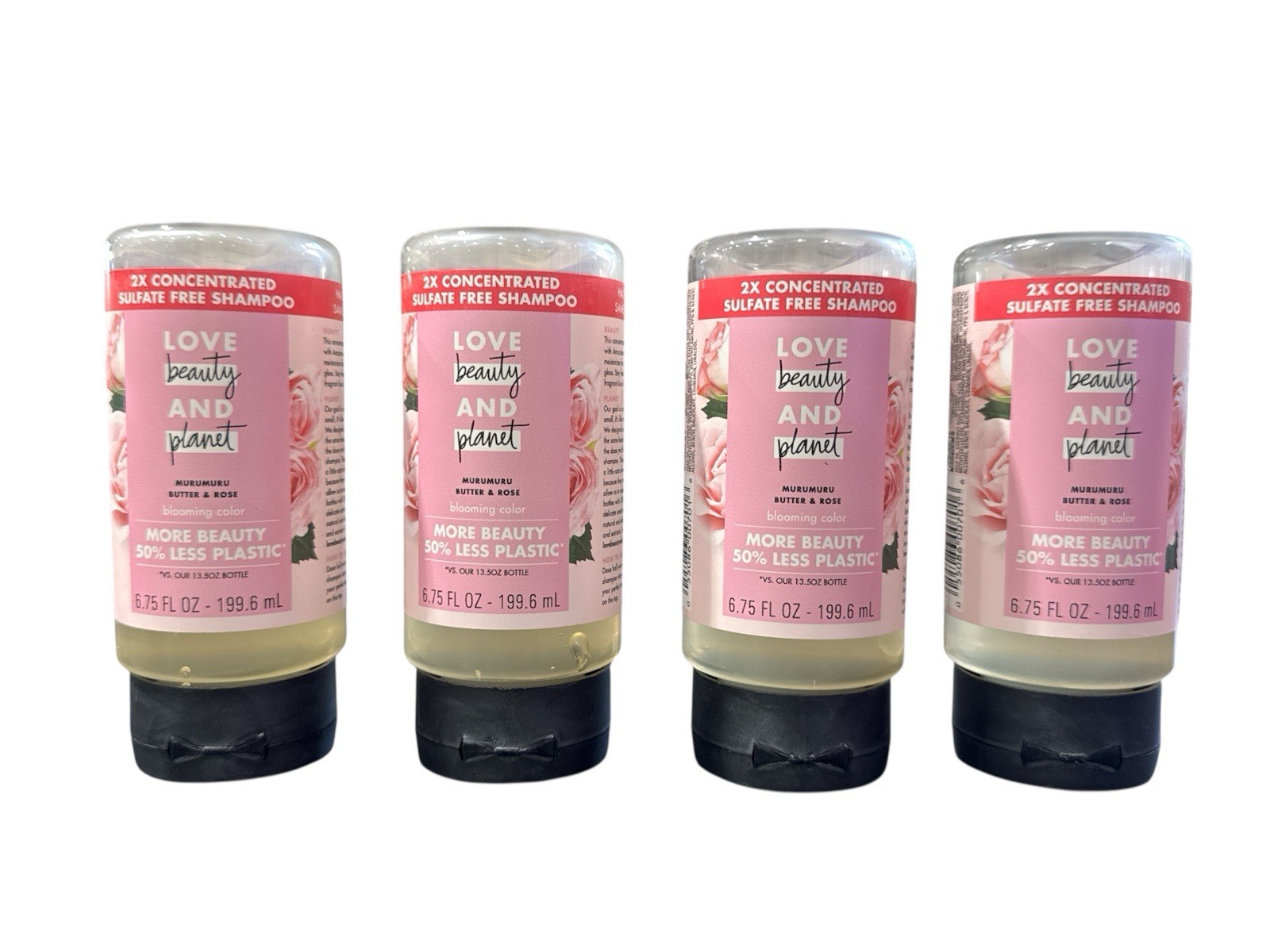 4 Pack Love Beauty Planet 2X Concentrated Sulfate-Free Murumuru Butter & Rose