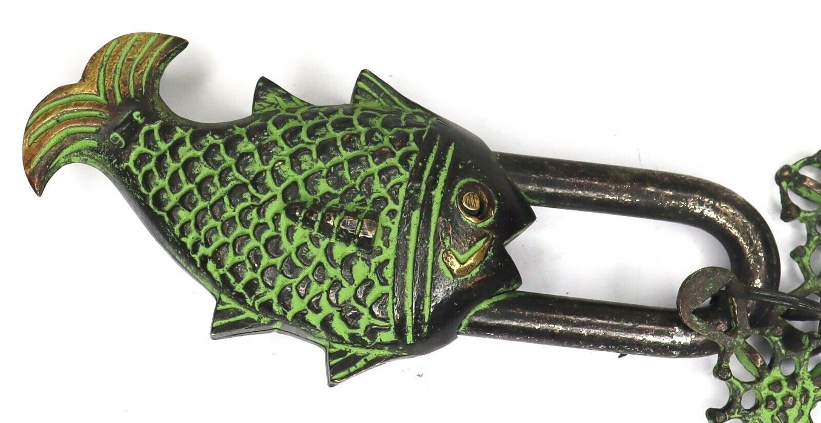 Fish Shape Lock Antique Vintage Style Handmade Brass Padlock With Working Keys
