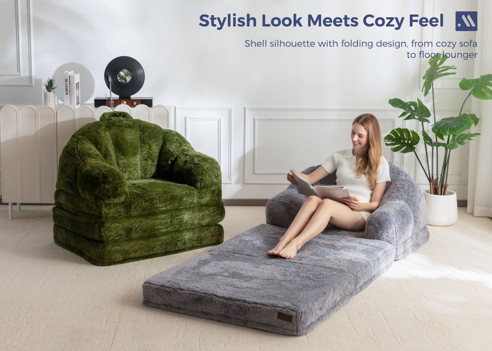 MAXYOYO Folding Sofa Bed,2-in-1 Convertible Sofa, Bean Bag Chair with Armrests