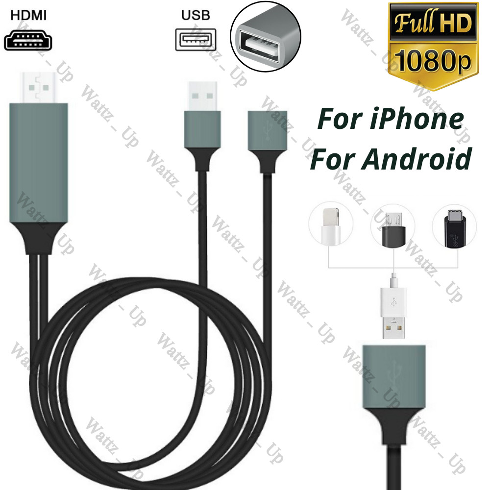1080P HDMI Mirroring Cable Phone to TV HDTV Adapter Cord for iPhone iPad Android