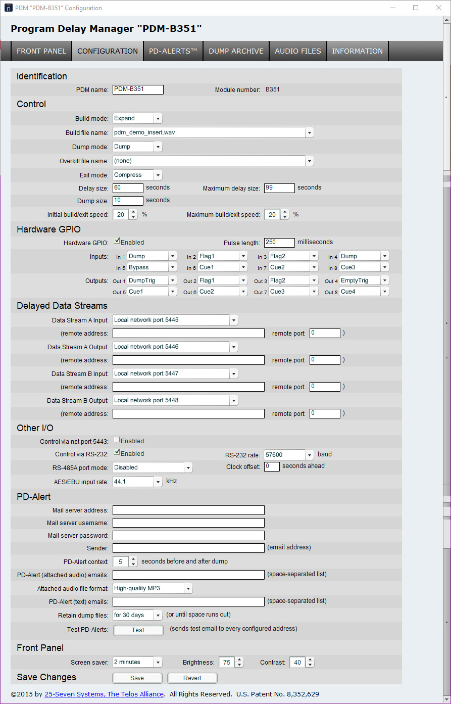 25 Seven AES Digital Audio Broadcast Profanity Program Delay Manager DUMP Button
