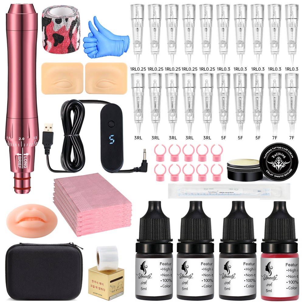 Permanent Makeup Tattoo Machine Wireless Pen Kit Microblading Eyeliner Eyebrow