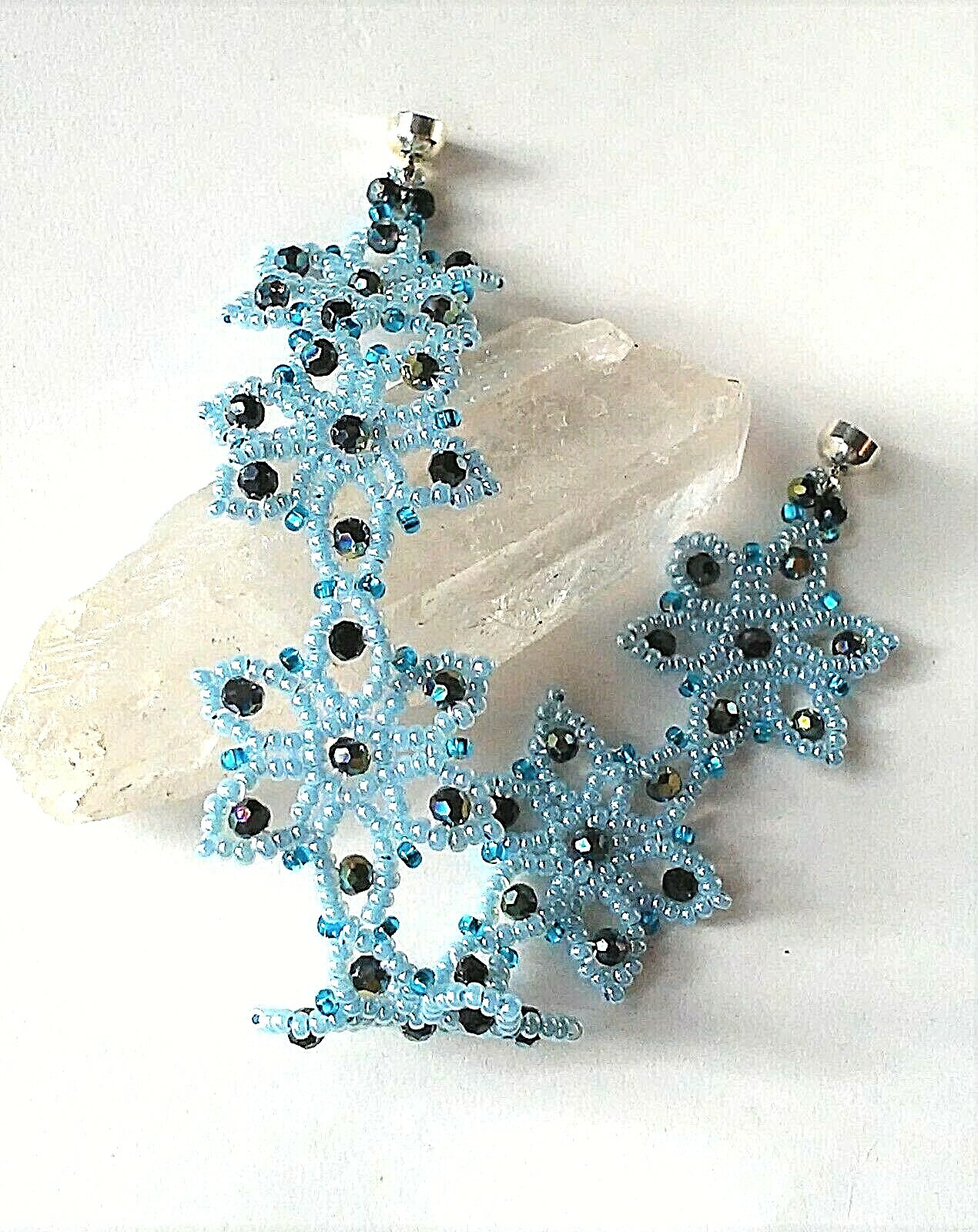 Handmade Blue Flowers Magnetic Bracelet