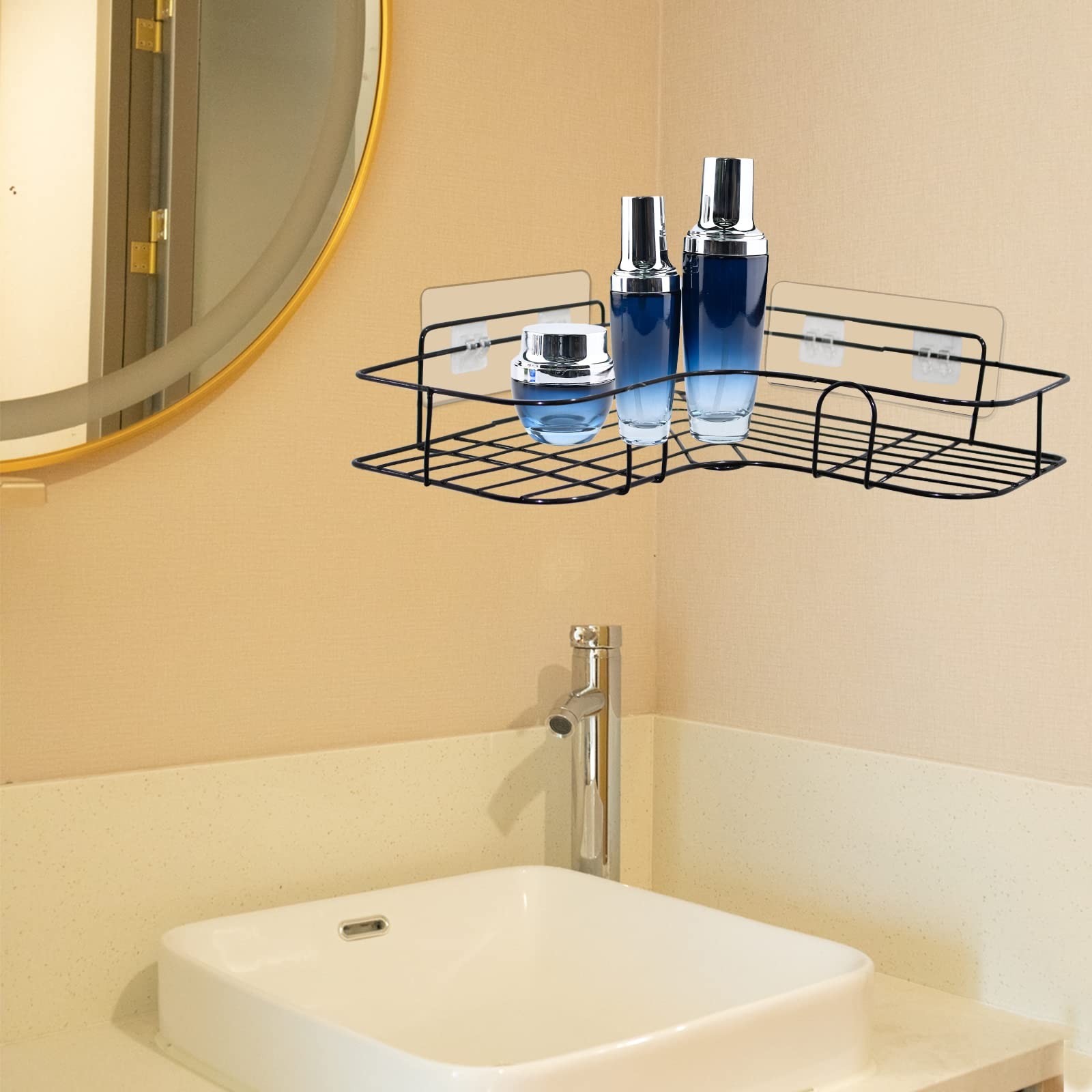 2 Pack Shower Caddy Adhesive for Replacement, Transparent -2pcs 3 Hooks