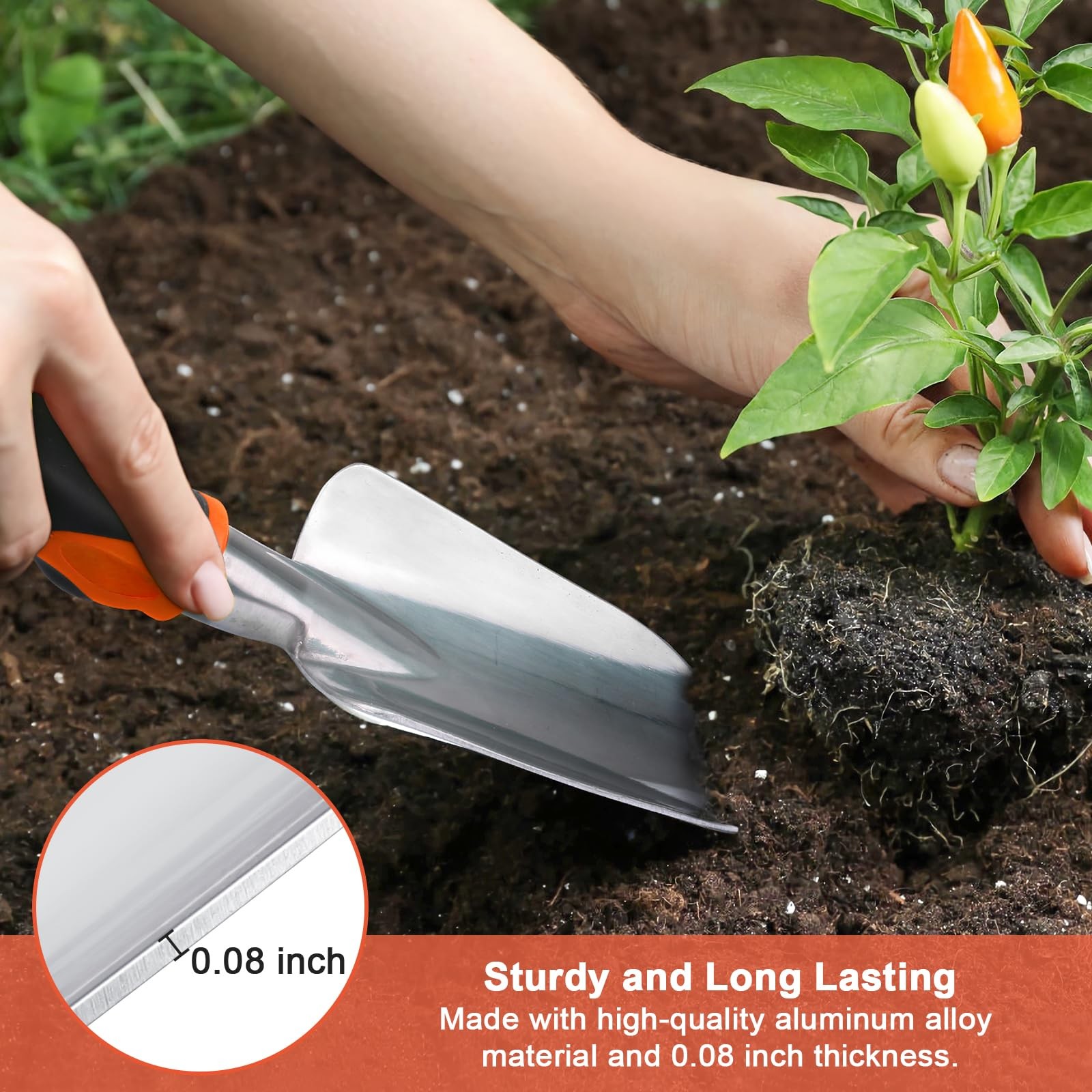 Garden Tools Set, 3 Pack Heavy Duty Gardening Set Include Orange