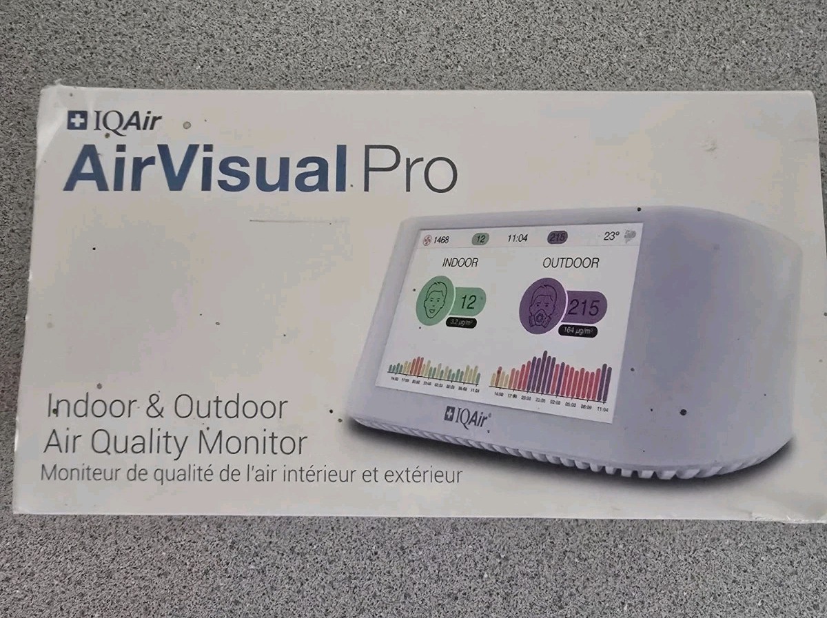 IQAir AirVisual Pro Wi-Fi Indoor/Outdoor Air Quality Monitor *Needs Power Supply