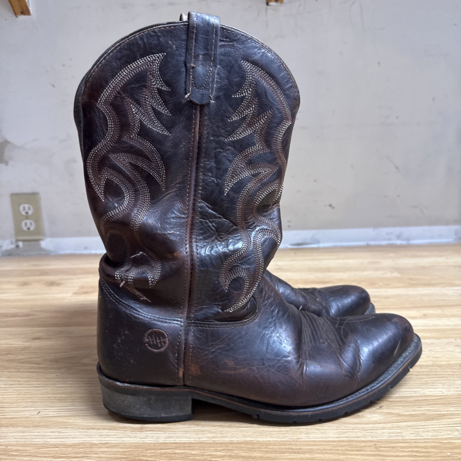 Double-H AG7 Work Western Men Brown Leather Steel Toe Boots 2282 12EE Made USA