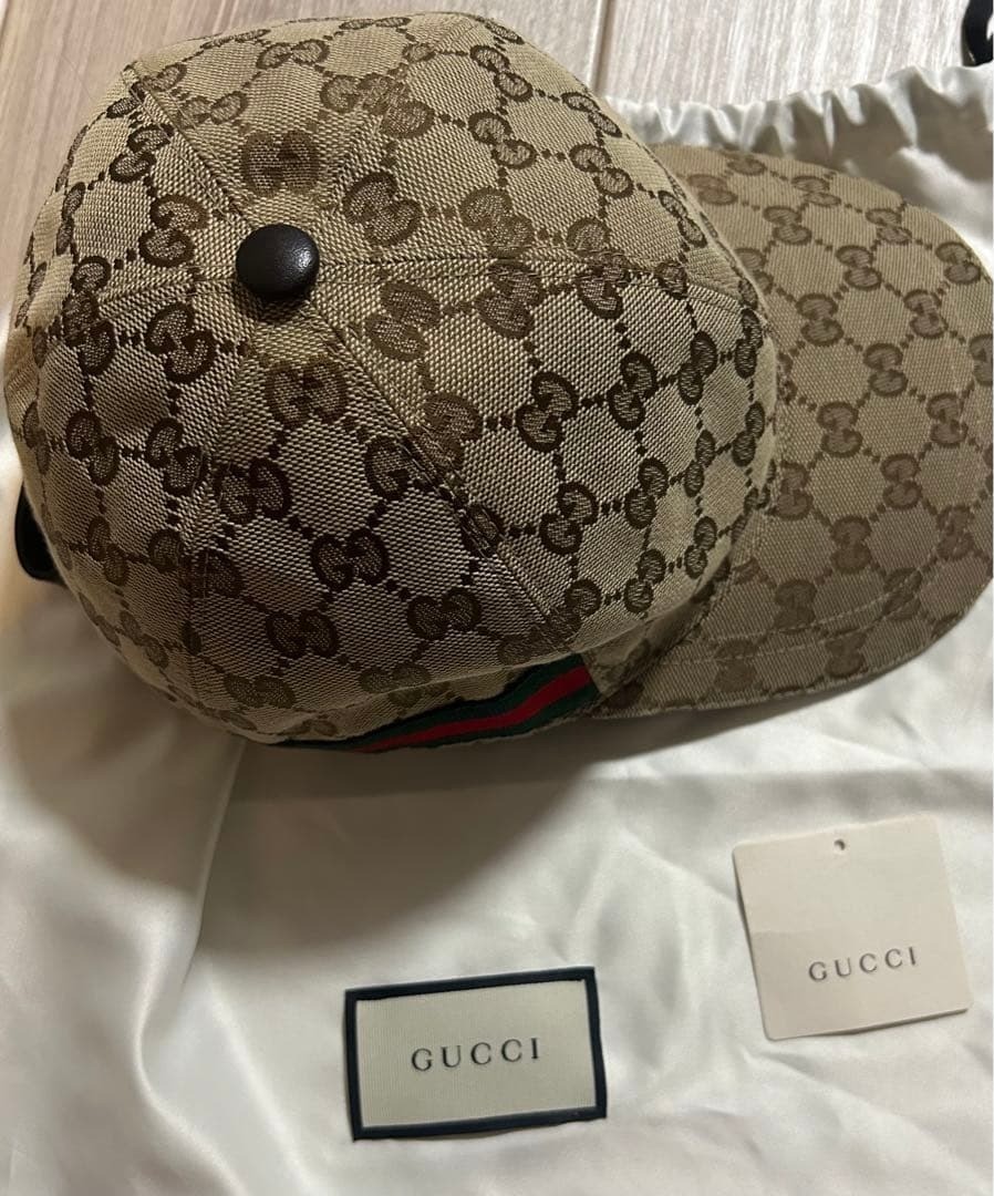 GUCCI Original GG Supreme Canvas Baseball Cap Beige Sherry Line Size M
