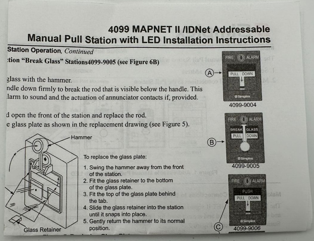 SIMPLEX 4099-9006 PULL STATION WITH KEY P/N:06501211
