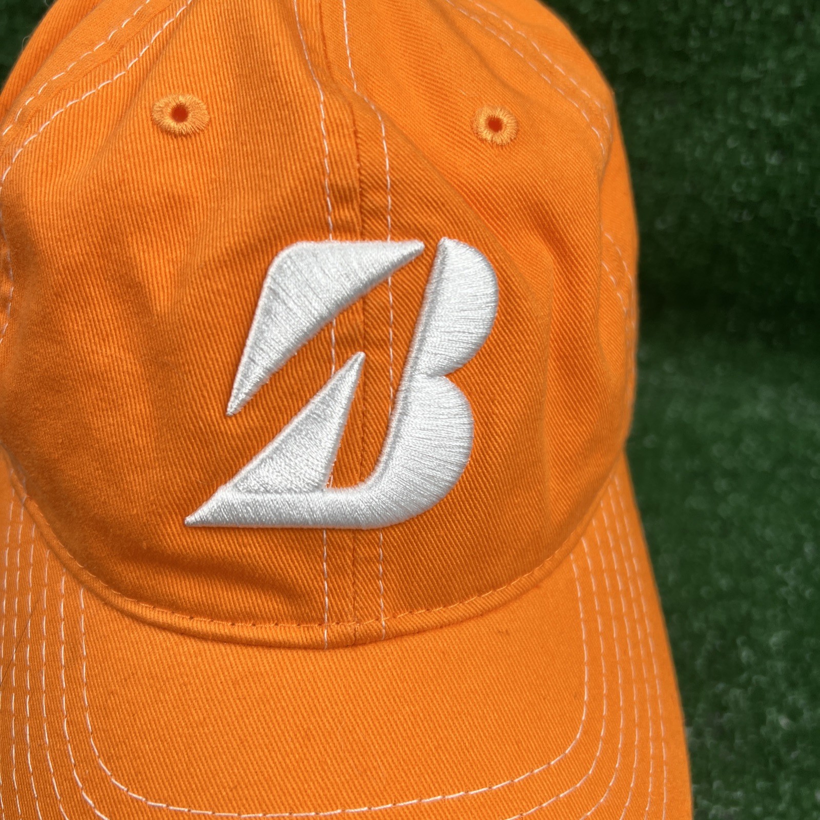 Bridgestone Golf Orange White Adjustable Baseball Hat Cap Embroidered Logo
