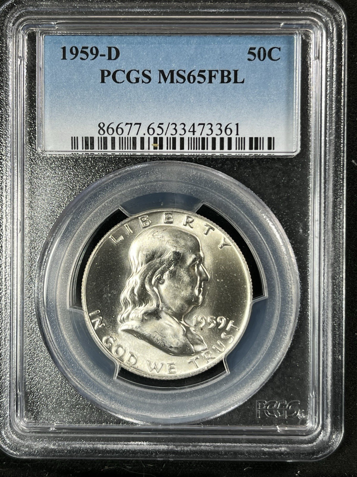 1959-D 50C FL Franklin Half Dollar PCGS MS65FBL  33473361
